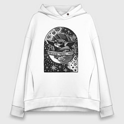 Женское худи оверсайз Малыш Йода в космосе