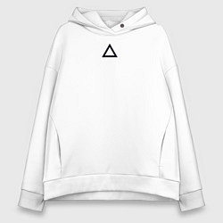 Женское худи оверсайз Игра в кальмара работник треугольник белая