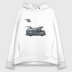 Женское худи оверсайз Ретрофутуристический летающий автомобиль Milk