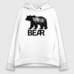 Женское худи оверсайз Черный медведь с полосами