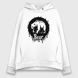Женское худи оверсайз Черный медведь в круге