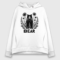 Женское худи оверсайз Медведь среди цветов