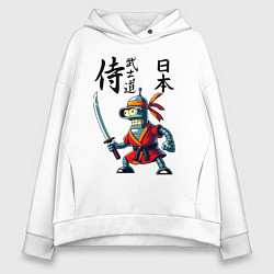Женское худи оверсайз Bender bending robot with katana - samurai