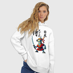 Толстовка оверсайз женская Bender bending robot with katana - samurai, цвет: белый — фото 2