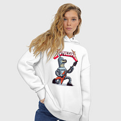 Толстовка оверсайз женская Bender bending robot from rock group Futurama, цвет: белый — фото 2