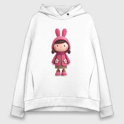 Женское худи оверсайз Девочка в розовом зимнем наряде