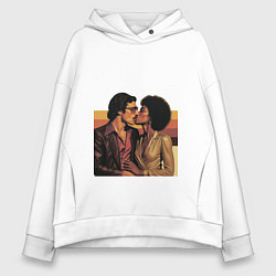 Женское худи оверсайз Поцелуй поп-арт диско 1970-е