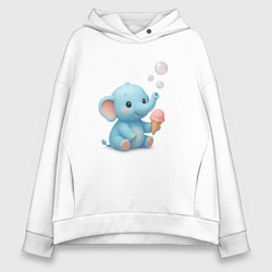 Женское худи оверсайз Маленький слоненок с мороженым