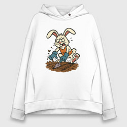 Женское худи оверсайз Заяц яростно сажает грядки