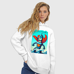 Толстовка оверсайз женская Super Bender - Japanese style, цвет: белый — фото 2