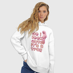 Толстовка оверсайз женская Do I look cute: It is a trap, цвет: белый — фото 2