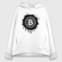 Женское худи оверсайз Биткоин в черной красках