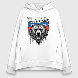 Женское худи оверсайз Флаг России и медведь