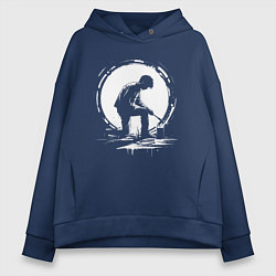 Женское худи оверсайз Такаси Мураками рисует белой краской