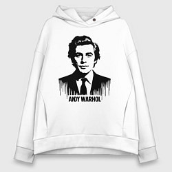 Женское худи оверсайз Портрет Энди Уорхола в каплях краски
