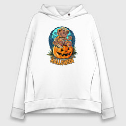 Женское худи оверсайз Мишка на тыкве