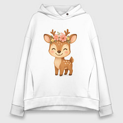 Женское худи оверсайз Милый олененок с венком