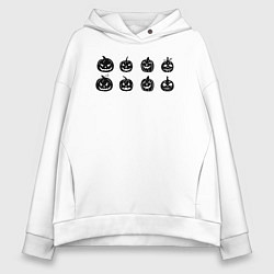 Женское худи оверсайз Черные тыквы на Хэллоуин