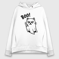 Женское худи оверсайз Сердитый котик призрак