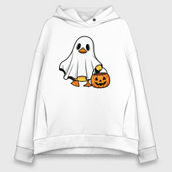 Женское худи оверсайз Утенок в костюме приведения - Хэллоуин