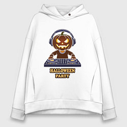 Женское худи оверсайз Хэллоуин, тыква диджей, музыка