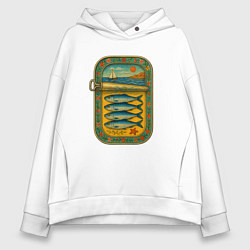 Женское худи оверсайз Консервы - сардины и море