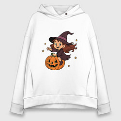 Толстовка оверсайз женская Маленькая ведьмочка, цвет: белый