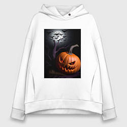 Толстовка оверсайз женская Тыква хэллоуин, цвет: белый
