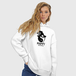 Толстовка оверсайз женская Счастливого Хэллоуина и гармонии, цвет: белый — фото 2