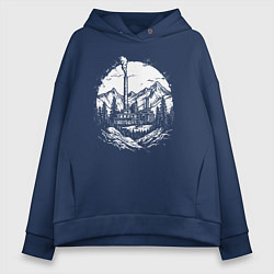 Женское худи оверсайз Индустриальный рассвет в горах