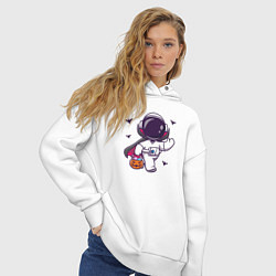 Толстовка оверсайз женская Космонавт с конфетками, цвет: белый — фото 2