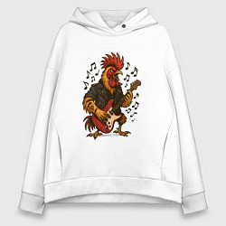 Женское худи оверсайз Петух гитарист рокер