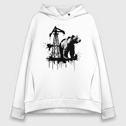 Женское худи оверсайз Медведь и нефть
