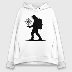 Женское худи оверсайз Путешественник с компасом