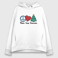 Женское худи оверсайз Мир, любовь, Рождество