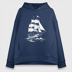 Женское худи оверсайз Парусник на белых волнах