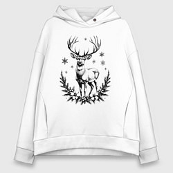Женское худи оверсайз Зимний новогодний олень