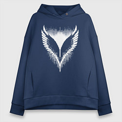 Женское худи оверсайз Пиксельное сердце крыльев