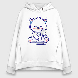 Женское худи оверсайз Music white bear
