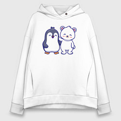 Женское худи оверсайз Пингвин и белый медведь