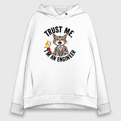 Женское худи оверсайз Кот с динамитом - trust me im an engineer