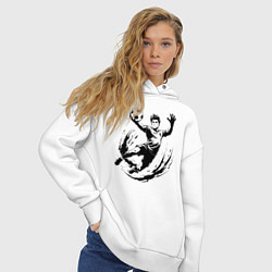 Толстовка оверсайз женская Вратарь ловит мяч, цвет: белый — фото 2