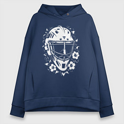 Женское худи оверсайз Шлем-маска в цветочном обрамлении