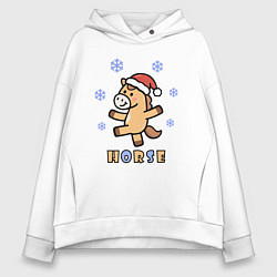 Женское худи оверсайз Лошадь и снежинки, символ года