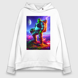 Женское худи оверсайз Космонавт Шрек на похожей планете