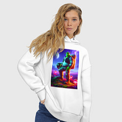 Толстовка оверсайз женская Космонавт Шрек на похожей планете, цвет: белый — фото 2