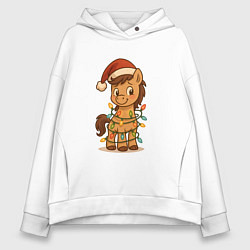 Женское худи оверсайз Лошадка в гирлянде