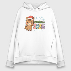 Женское худи оверсайз Новогодняя лошадка 2026