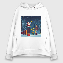 Женское худи оверсайз Дед Морозио и Принцесса Снегурочка: вперёд за звёз