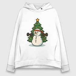Женское худи оверсайз Снеговик с гирями